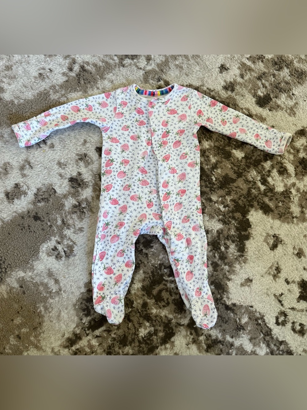 Magnetic Me Pink Strawberry-Print Footed One-Piece